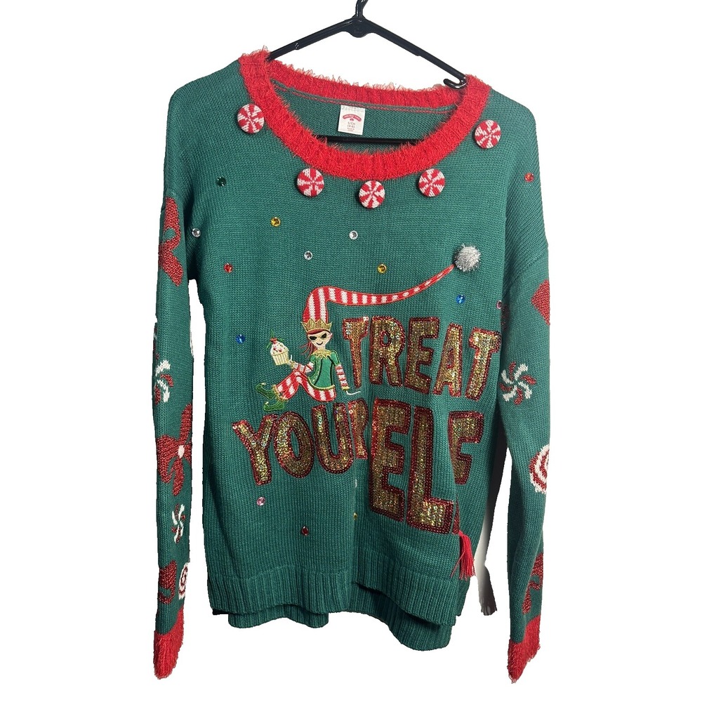 holiday time womens christmas long sleeve sweater size small 4‎ 6